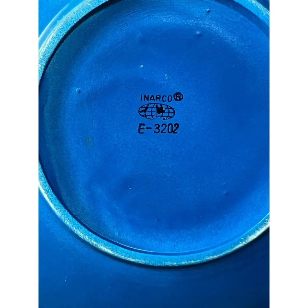 VTG Inarco Blue Art Pottery Plate Concentric Circles MCM Japan E-3202 8